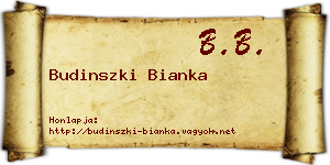 Budinszki Bianka névjegykártya